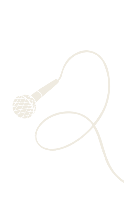 Cream line illustration of a microphone