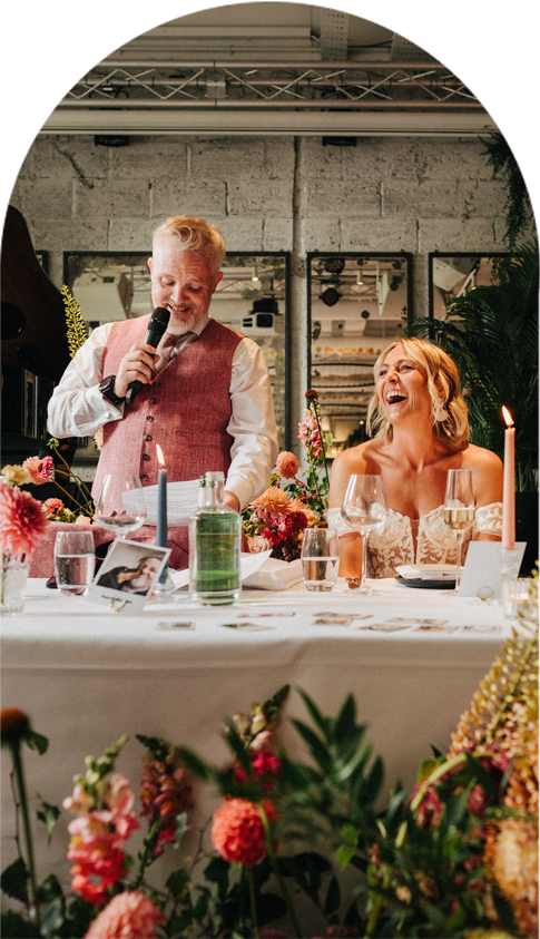 The groom making a speech during his wedding reception at Kindred, Bradmore House